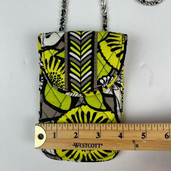 Vera Bradley Citron Green & Gray Phone Crossbody Purse Pouch - Picture 10 of 14